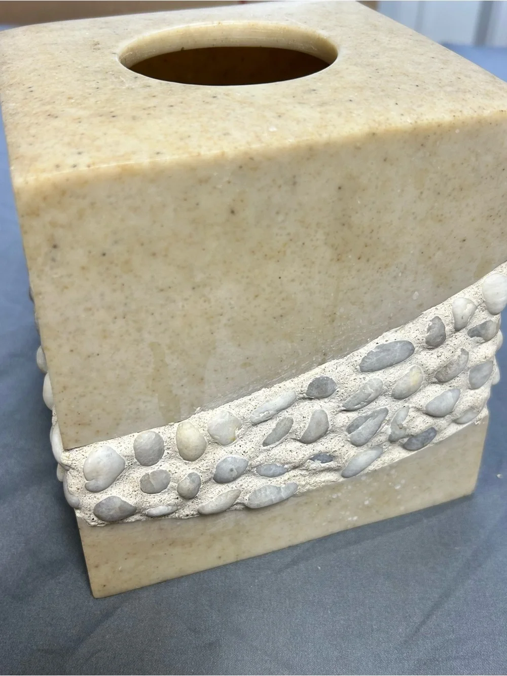 Veratex Really Stone Beige Square Tissue Box Cover Heavy Natural Bathroom Decor